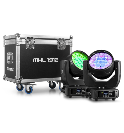 BEAMZ MHL1912 MOVING HEAD WASH CON ZOOM 2PCS EN FLIGHTCASE