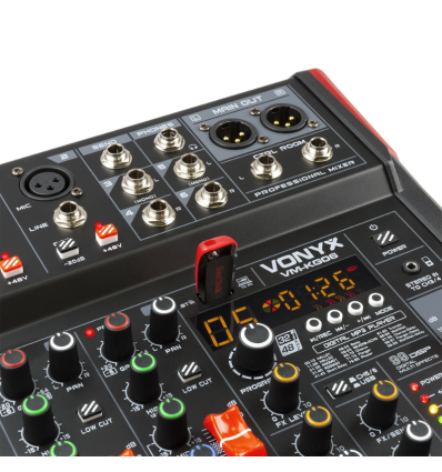 VONYX VM-KG06 MEZCLADOR PARA MÚSICA 6 CANALES BT/DSP/USB