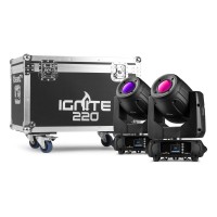 Beamz Pro IGNITE220 220W - Set de 2 cabezas móviles en flightcase