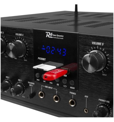 Power Dynamics PV280BT Amplificador 8 Zonas 800W Bluetooth