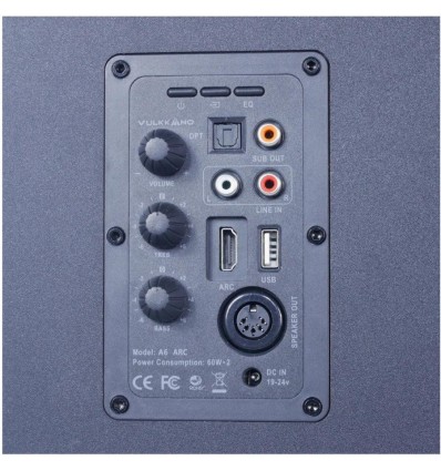 VULKKANO A6 ARC - Altavoces activos negros con HDMI ARC y Bluetooth