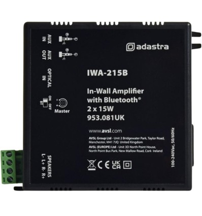 Adastra IWA215B - Amplificador Empotrable 2x15W con Bluetooth