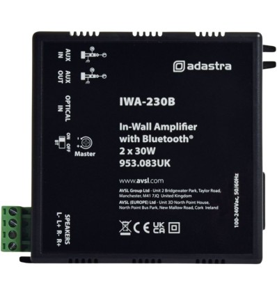Adastra IWA230B - Amplificador Empotrable 2x30W con Bluetooth