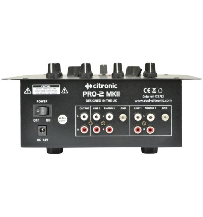 Citronic PRO-2 MKII - Mezclador DJ de 2 Canales Compacto