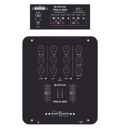 Citronic PRO-2 MKII - Mezclador DJ de 2 Canales Compacto