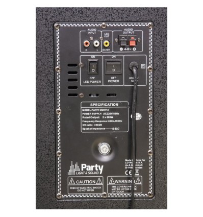 Sistema de sonido PARTY-BOX412 - 1200W, Bluetooth y luces LED