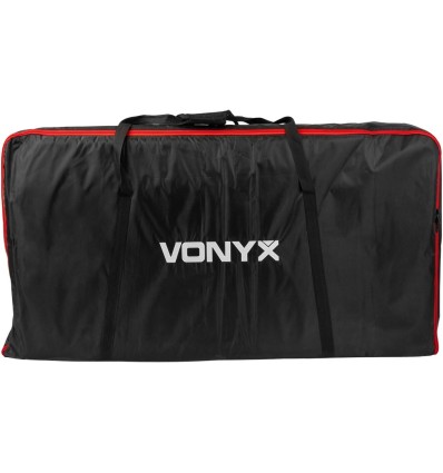 Vonyx DB6 - Cabina DJ plegable con soporte para TV y paneles de lycra