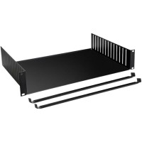Bandeja Adam Hall Racktray 02 Clamp para racks 2U de 19 pulgadas.