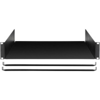 Bandeja Adam Hall Racktray 02 Clamp para racks 2U de 19 pulgadas.