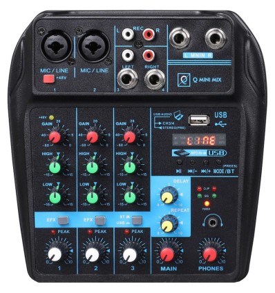 OQAN Mixer Q Mini USB - Mesa de mezclas de 4 canales con Bluetooth