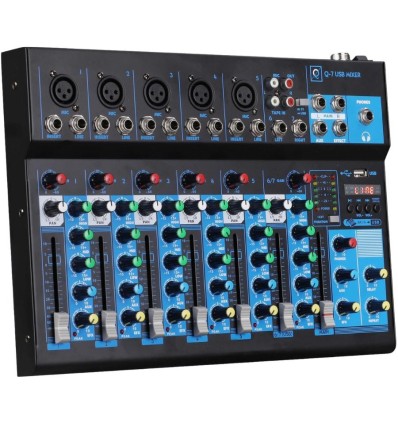 Oqan Mixer Q7 MK2 USB - Mesa de mezclas de 7 canales