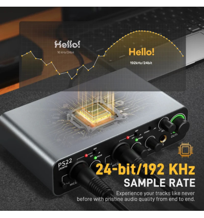 Maono PS22 - Interfaz de audio USB-C profesional 24-bit/192 kHz