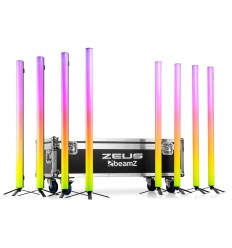 BEAMZ ZEUS: Set de 8 tubos LED RGBW a batería con flightcase