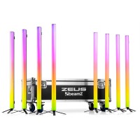 BEAMZ ZEUS: Set de 8 tubos LED RGBW a batería con flightcase