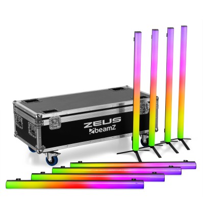 BEAMZ ZEUS: Set de 8 tubos LED RGBW a batería con flightcase