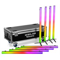 BEAMZ ZEUS: Set de 8 tubos LED RGBW a batería con flightcase