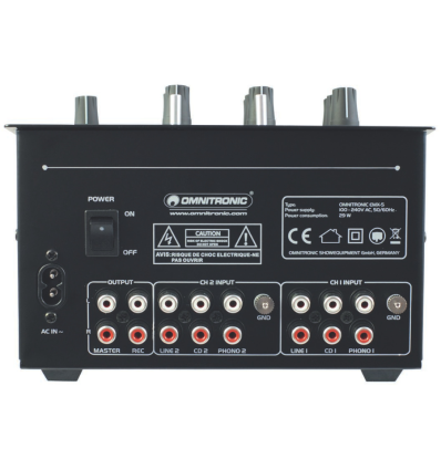 Omnitronic PM-222 Mezclador DJ 2 Canales Compacto y Funcional