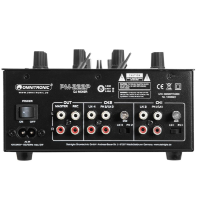 Omnitronic PM-222P Mezclador DJ 2 Canales con Bluetooth y MP3