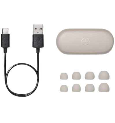Yamaha TW‑E3C beige – TWS True Sound, IPX5, 24 h