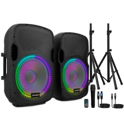 Audibax Party 215 LED Set 2 Altavoces 15″ Bluetooth 1200W