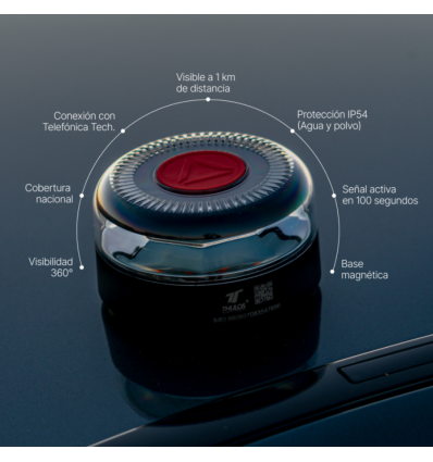 Baliza V16 geolocalizable Thulos homologada con funda