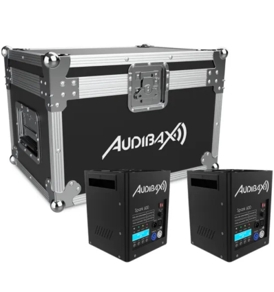 Audibax Spark 600 – 2 máquinas fuego frío + flightcase