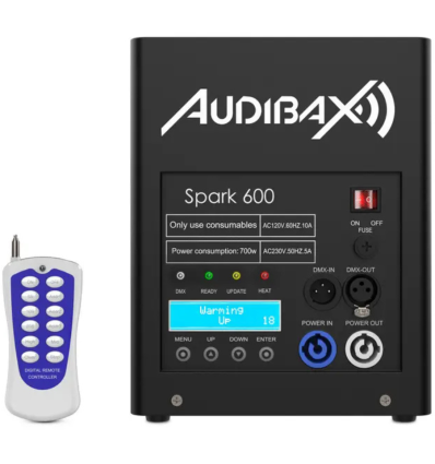 Audibax Spark 600 – 2 máquinas fuego frío + flightcase