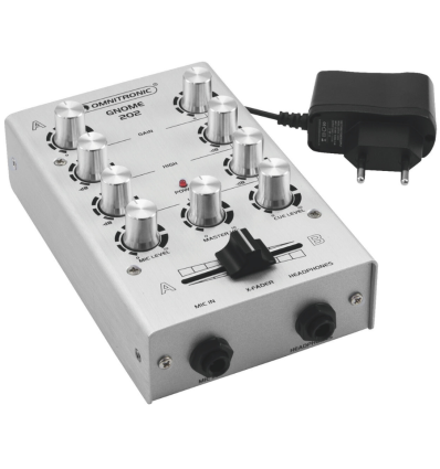 OMNITRONIC GNOME‑202 Mini Mixer Silver — Mixer compacto