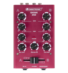 OMNITRONIC GNOME-202 Red – Mini mezclador DJ compacto