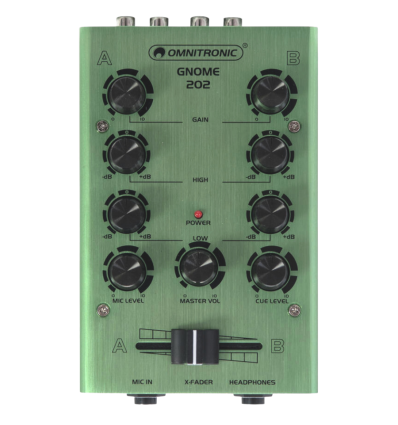 OMNITRONIC GNOME-202 Green – Mezclador DJ compacto 2 canales