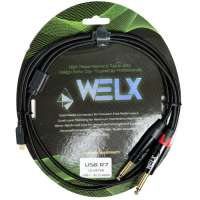 WELX R7 USB‑C a 2 TS Mono – Cable DAC para DJs