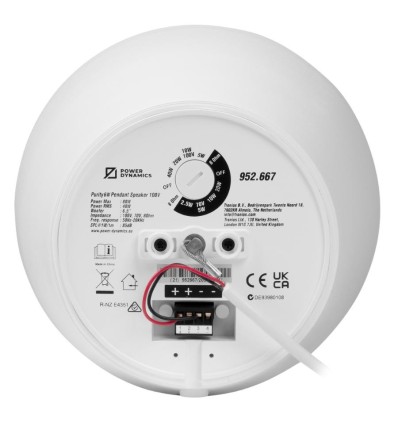 Power Dynamics Purity6W Altavoz Colgante 100V Blanco