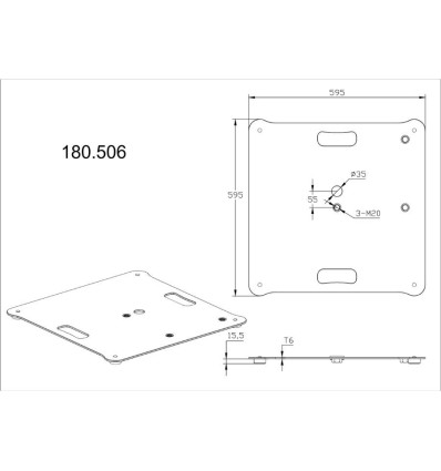 Vonyx MPS-B55S placa base cuadrada para soporte DJ