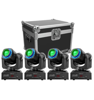 Audibax Boston 30 Ring kit 4 cabezas con flightcase