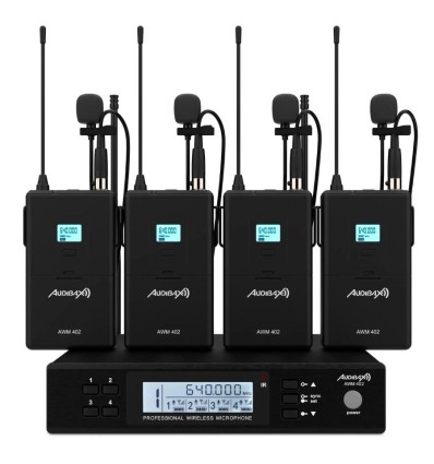Audibax AWM 402 micrófono lavalier 4 canales UHF