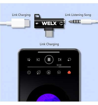 WELX C2 USB C 100W con audio jack 3.5 mm