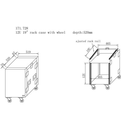 POWER DYNAMICS 171.728 PD-F12U8 CAJA RACK 19 12U RUEDAS