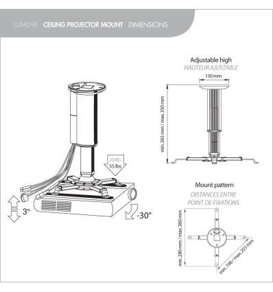 LUMENE CEILING PROYECTO MOUNT Soporte de techo para proyector
