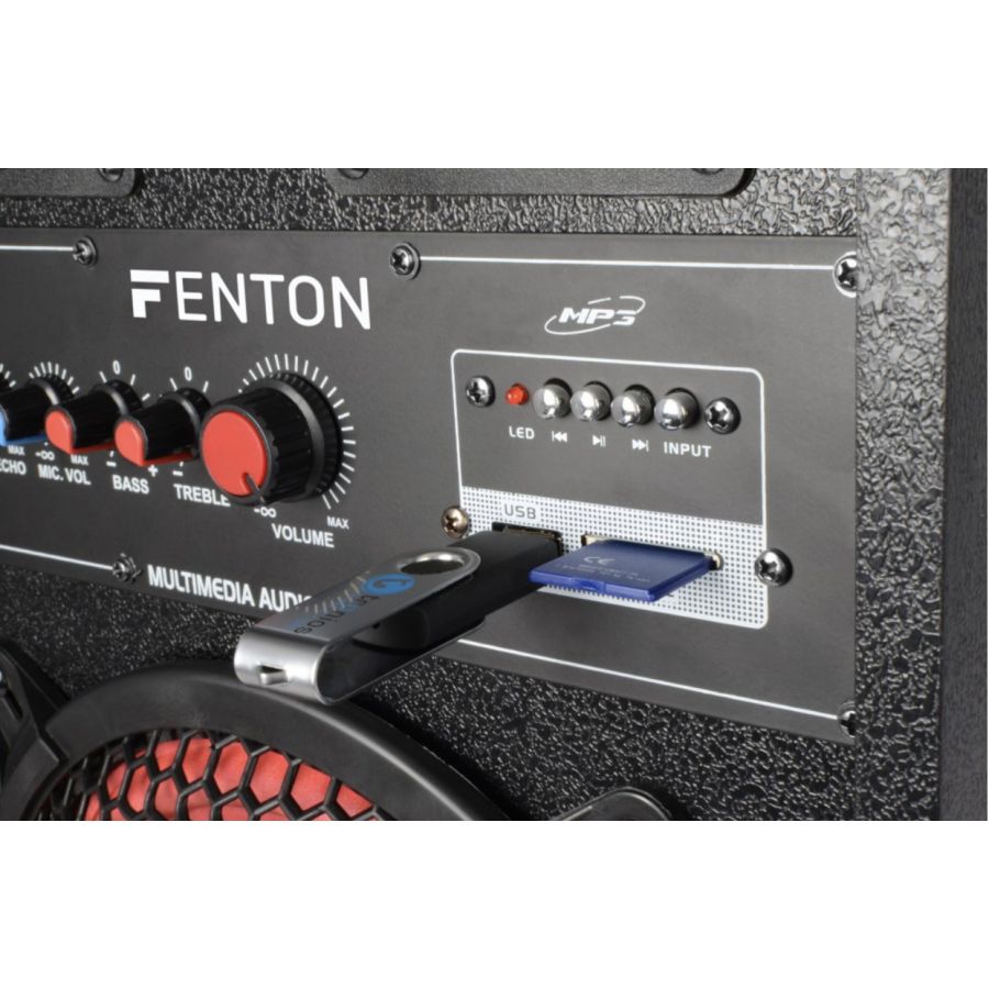 Fenton SPB12 Pareja de altavoces autoamplificados de 12 y 800W con  Bluetooth y entrada USB, ref.178.442