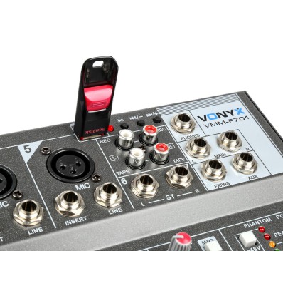 Vonyx VMM-F701 - Mezclador de 7 Canales con USB y Efectos