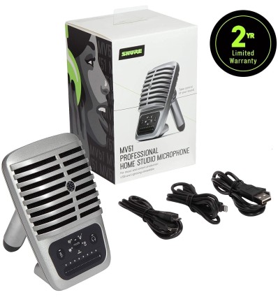 Shure MV51-DIG – Micrófono de condensador USB/iOS de alta calidad