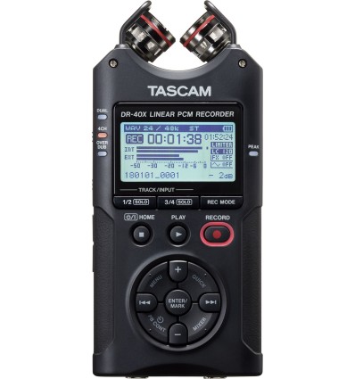 TASCAM DR-40X - Grabadora de Audio Portátil de Cuatro Pistas y USB